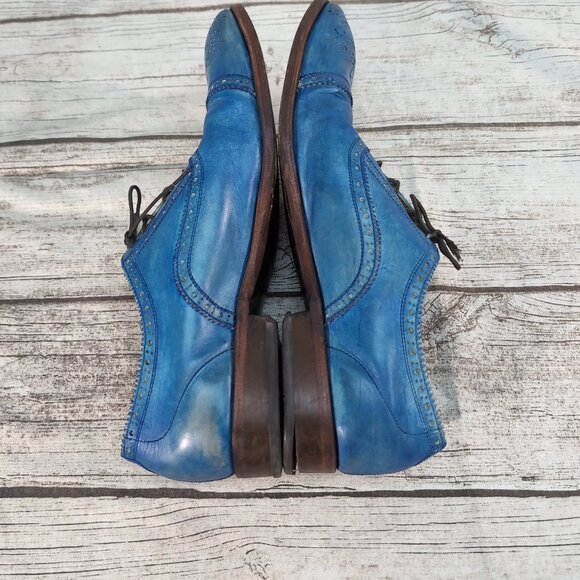 John Fluevog The Gateways Blue Leather Brogue Oxford Dress Shoes – Men’s 10.5 - Picture 7 of 12